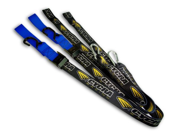 Cycra motorcycle tie down straps blue 38mm soft hook