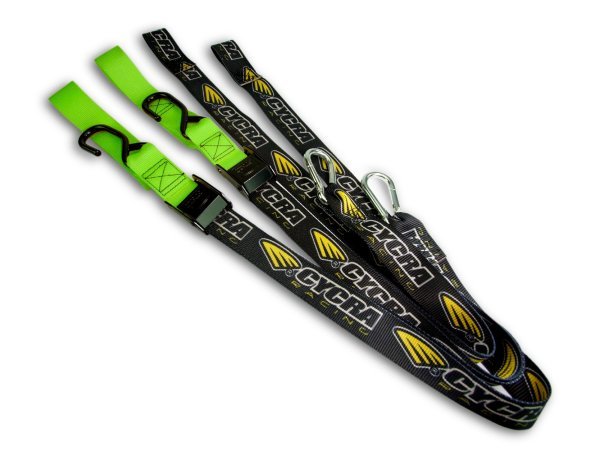Cycra motorcycle tie down straps green 38mm soft hook