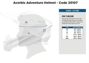 Acerbis Adventure Flip helmet adventure motorcycle helmet size chart