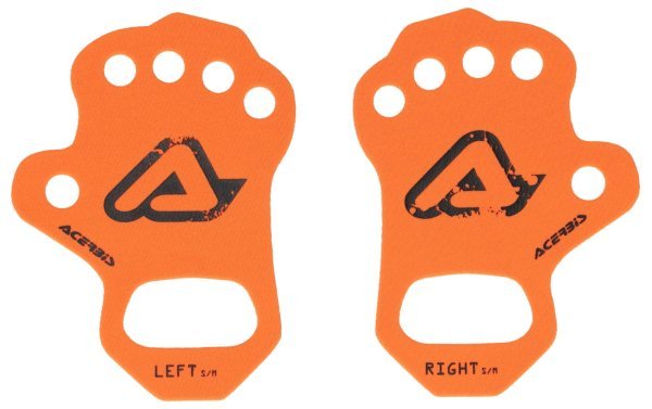 Acerbis palm savers with A logo in orange and black designed to protect hands and reduce vibration during off-road riding