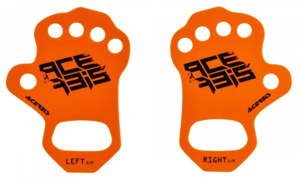 Acerbis palm savers with acerbis logo in orange and black designed to protect hands and reduce vibration during off-road riding