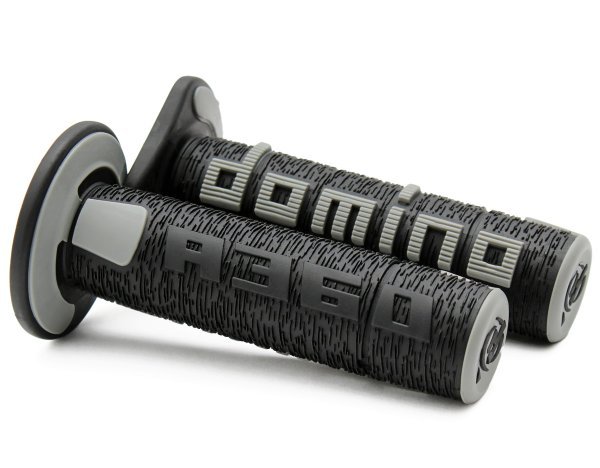 Domino A360 off-road motorcycle grips black and grey angled view